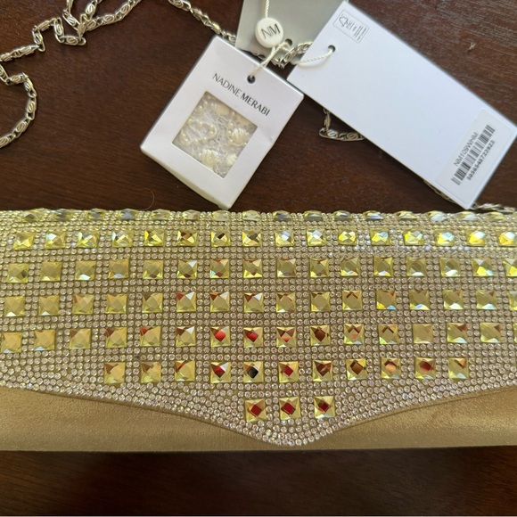 NADINE MERABI Handbags - NADINE MERABI Sparkling Gold Clutch